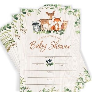 Woodland Baby Shower Invitations